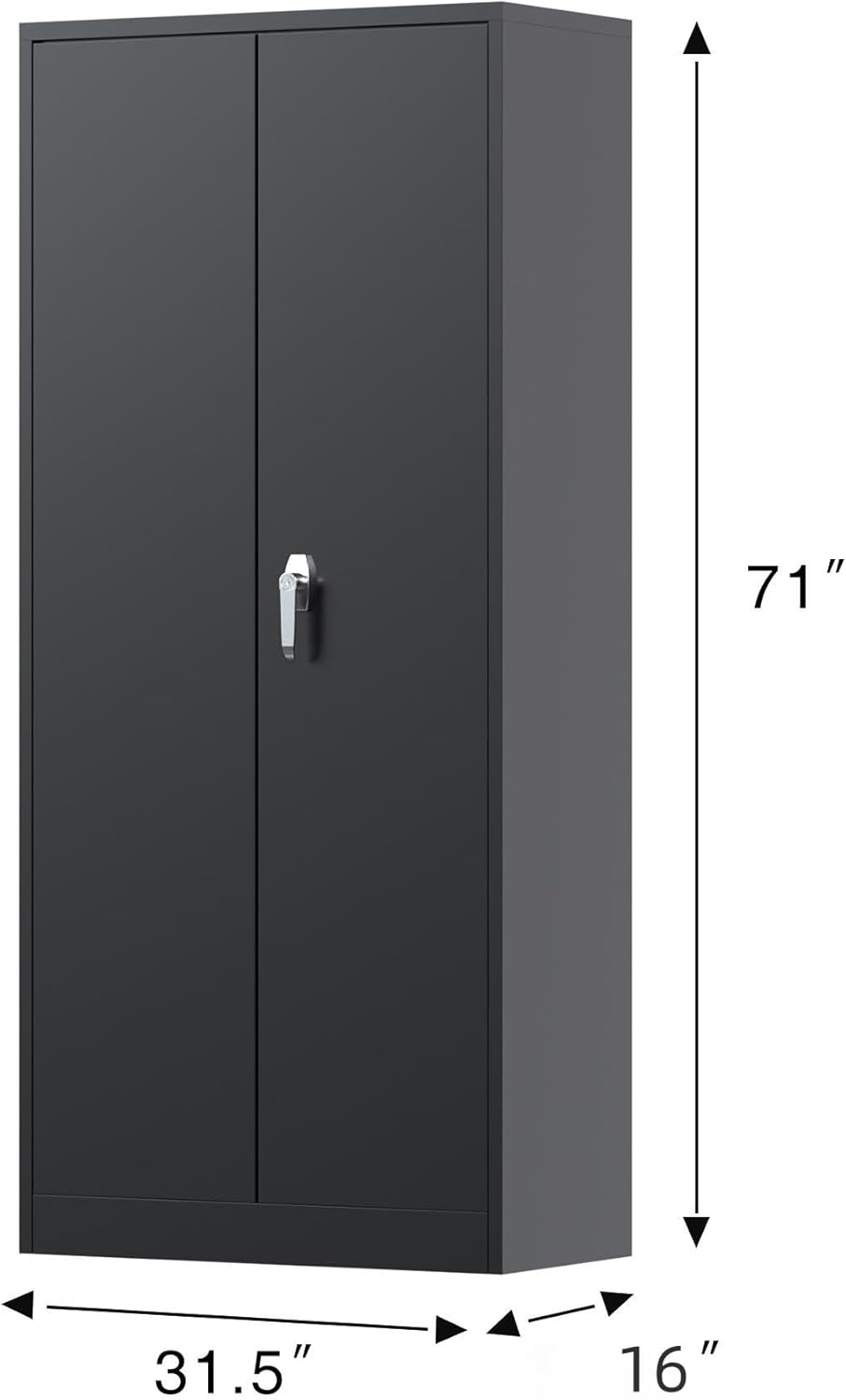 Black 71" Lockable Metal Storage Cabinet with Doors and Shelves W913