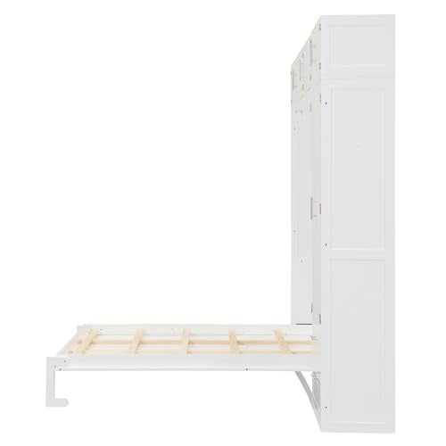 Gray Wood Twin Murphy Bed with Light and USB D346