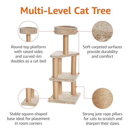 Beige Large Cat Tree with Scratching Posts J1741