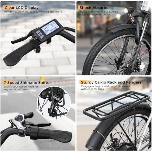 26" Step Thru Electric Bicycle with 48V Removable Battery D909