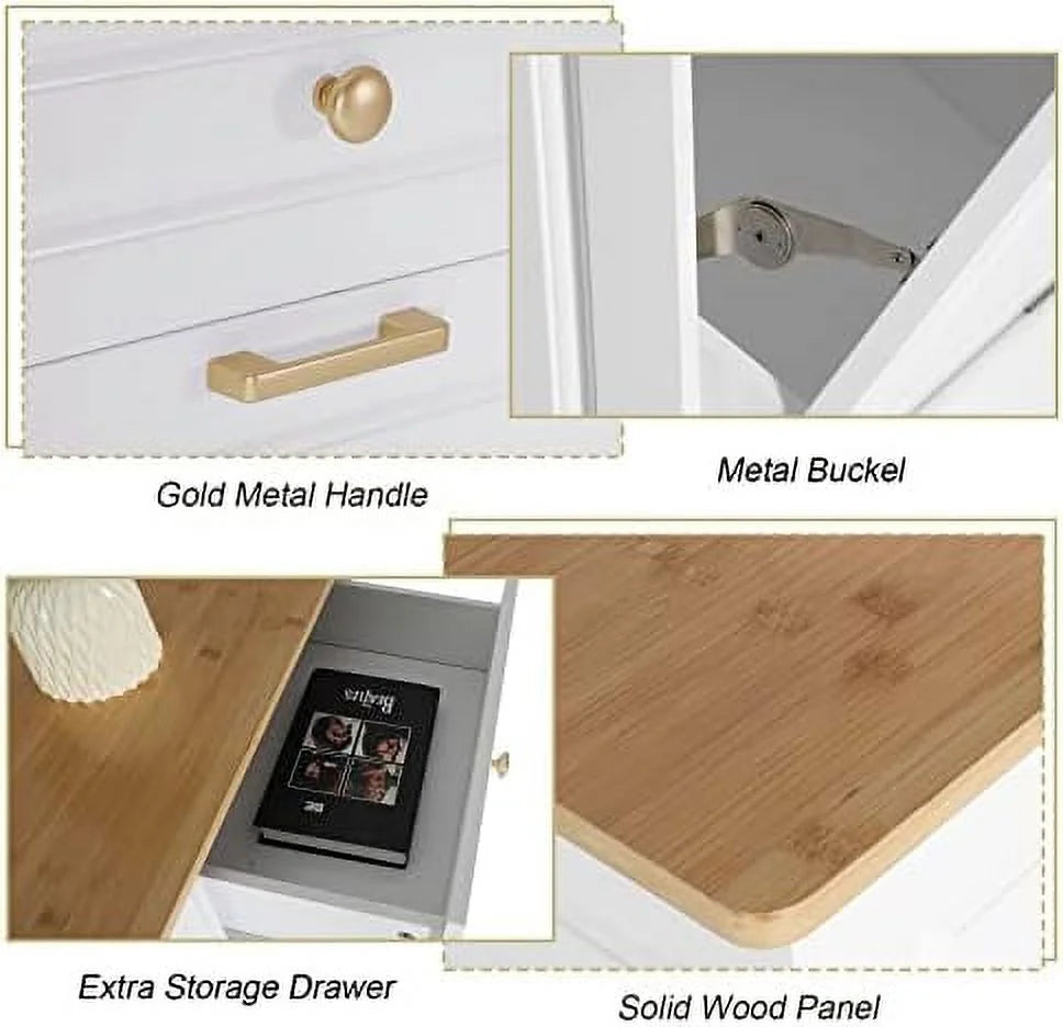 Double Barn Door Style Trash Cabinet with Solid Hideaway Drawer R5805