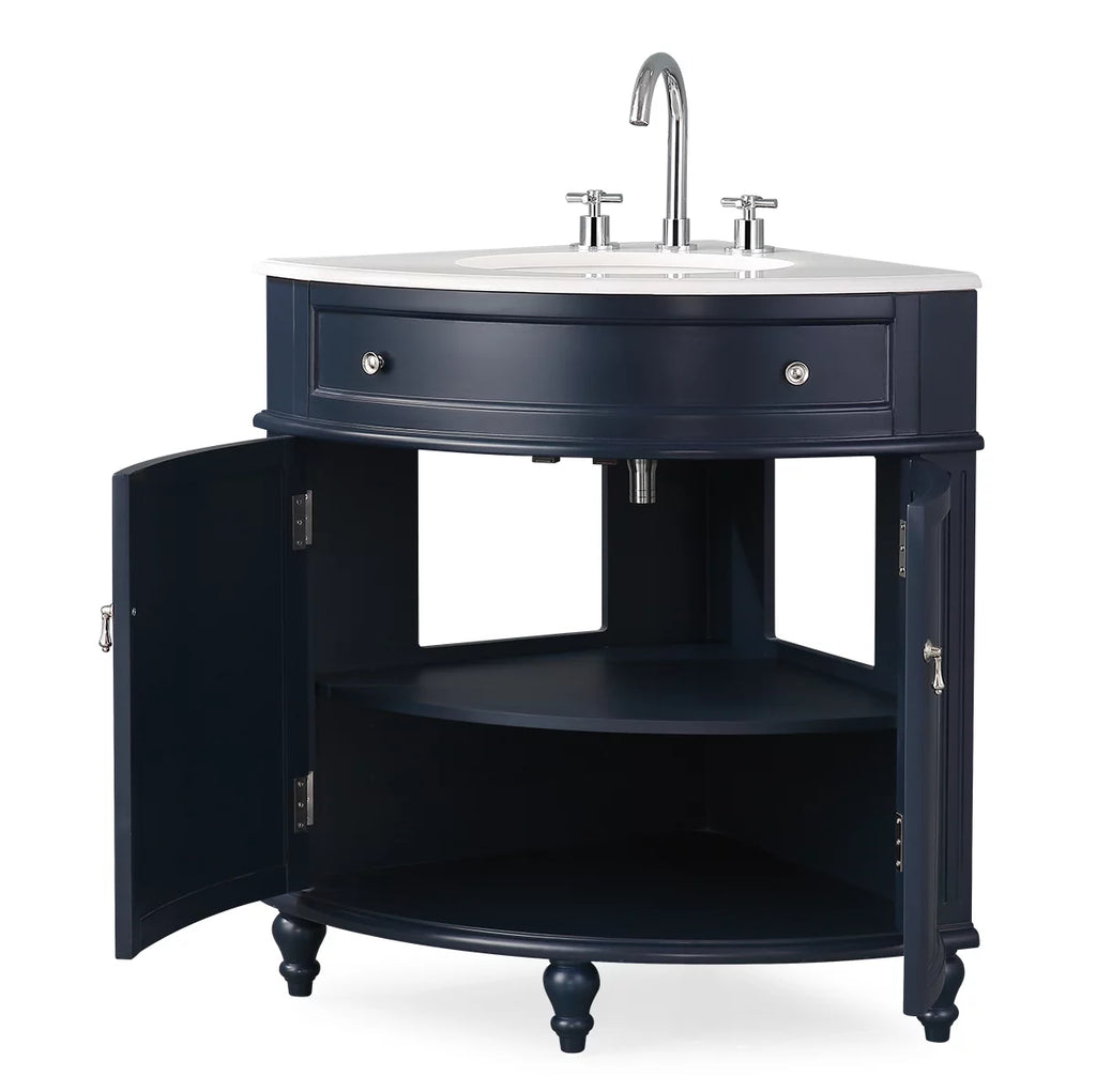 Dark Blue Corner Bathroom Vanity B505965