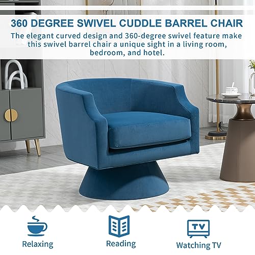 Blue Velvet Swivel Barrel Chair A600418