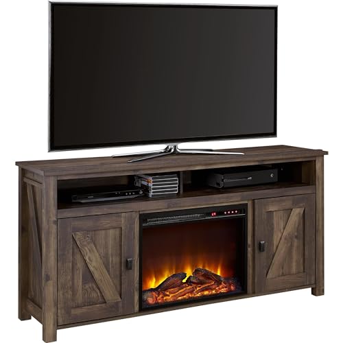 Black Oak Electric Fireplace Console TV Stand O65949