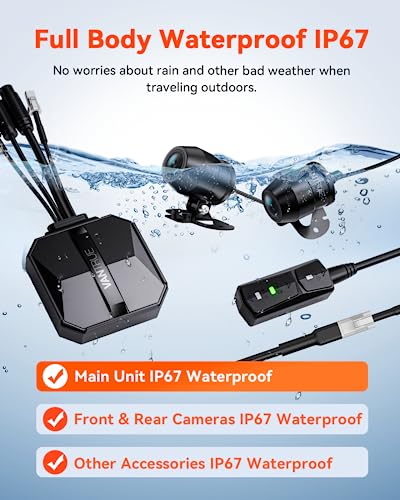 Motorcycle 4K Dash Cam Front and Rear, IP67 Waterproof, GPS Wi-Fi A575