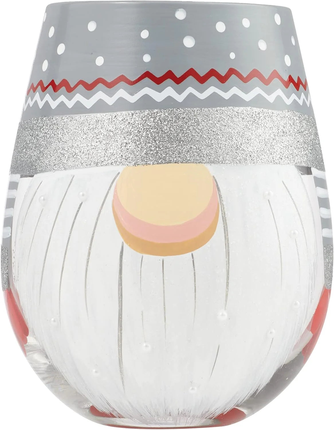 Sweet Gnome Hand-Painted Artisan Stemless Wine Glass, 20 Ounce, Multicolor S922