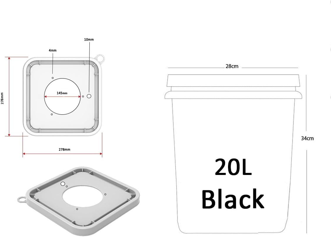 4+1 RDWC Full Set Recirculating Deep Water Culture Hydroponics Grow System 20L 4 Sites Black Q50945