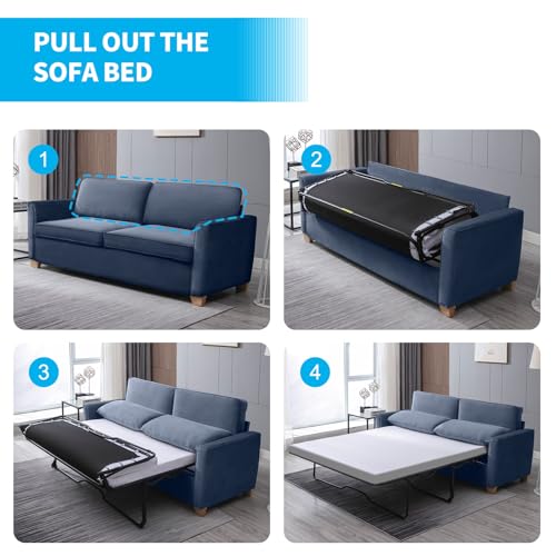Queen Sleeper Sofa with Pullout Bed and Foam Mattress C296