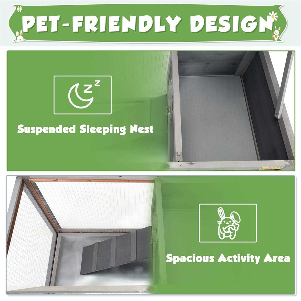 2 Story Wooden Rabbit Hutch with Pull Out Tray Y81404