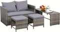 4 Piece Patio Furniture Set Outdoor Wicker Rattan Sectional Sofa with Cushions Q2612