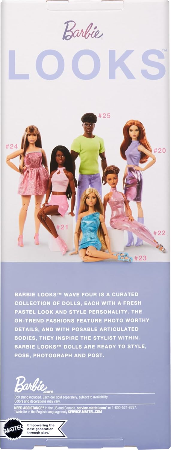Barbie Looks Doll No. 20 with Red Hair & Lavender Top & Faux-Leather Skirt with Knee-High Boots A7692