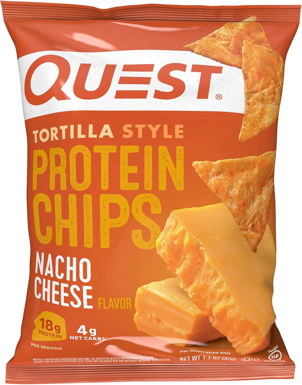 Chocolate Chip Protein Cookie 12 Count & Tortilla Style Protein Chips Nacho Cheese 1.1 Ounce Pack of 12 N76932
