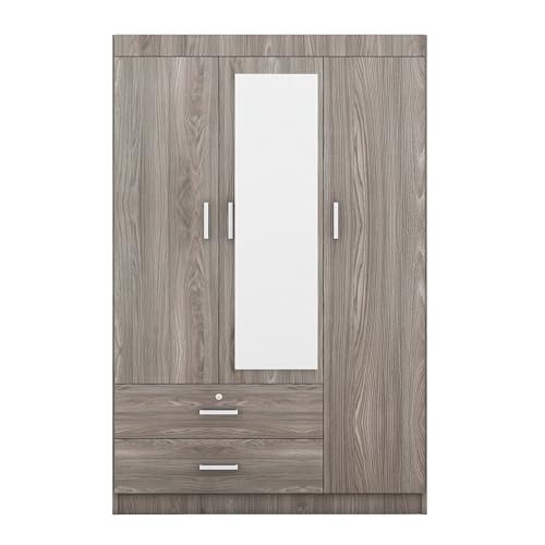 Gray Wood Armoire Wardrobe with Mirror S19775