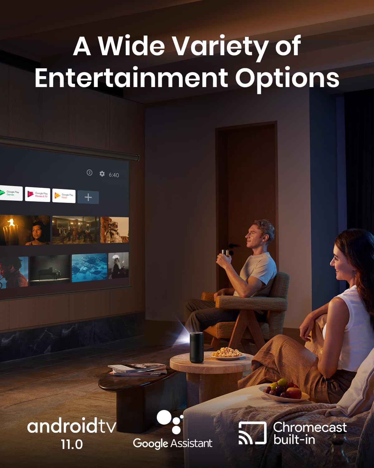 Mini Smart TV Projector with wifi and bluetooth, Laser Projector, 2.5H Built-in Battery W411559