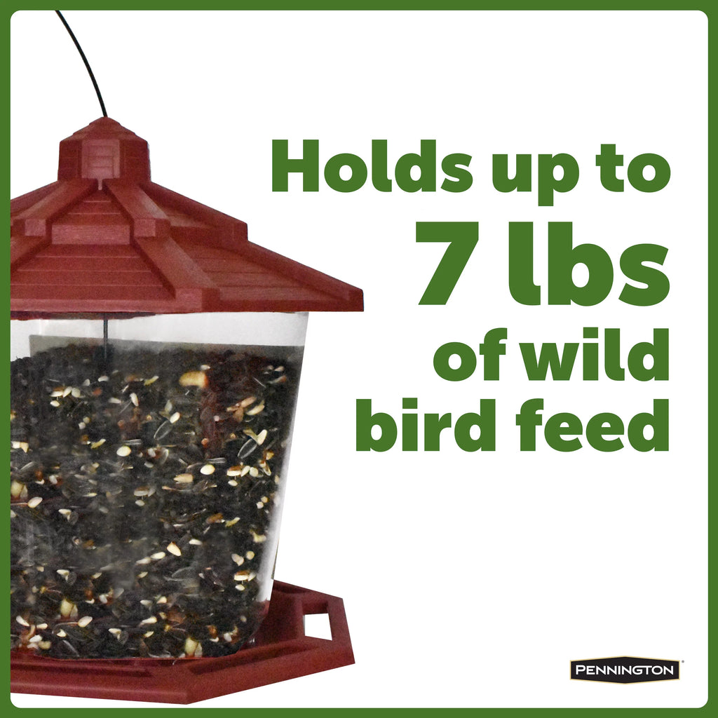 Red Recycled Plastic Wild Bird Hopper Feeder, 7 lb. Capacity, 2 Pack I2866