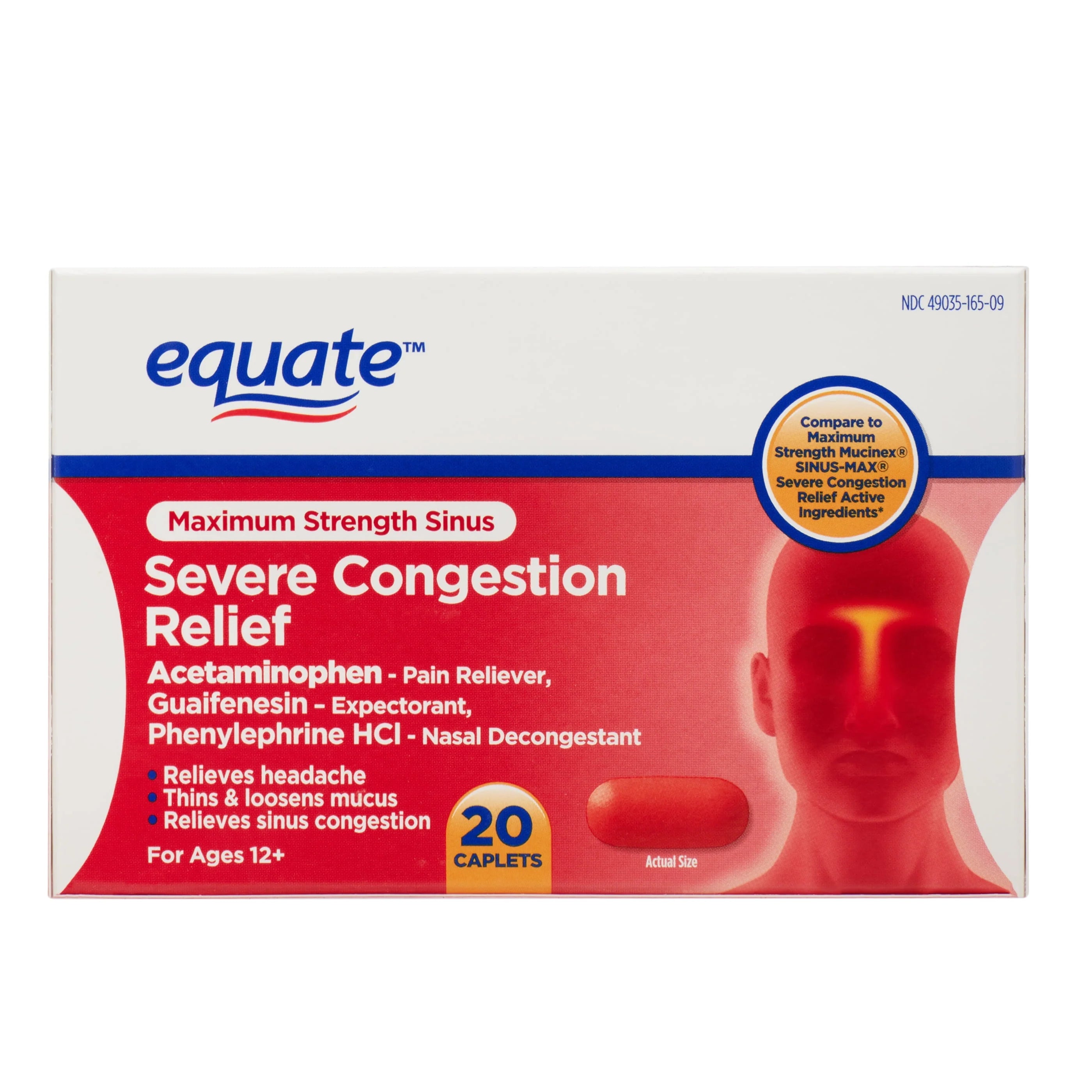 20 Count Sinus Congestion Relief Caplets Y37699