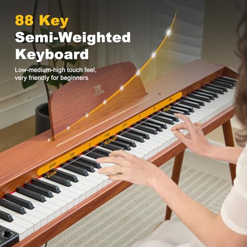 88 Key Semi Weighted Digital Piano Keyboard with 3-Pedal Unit, Built-In Speakers, USB/MIDI (Black) Z290
