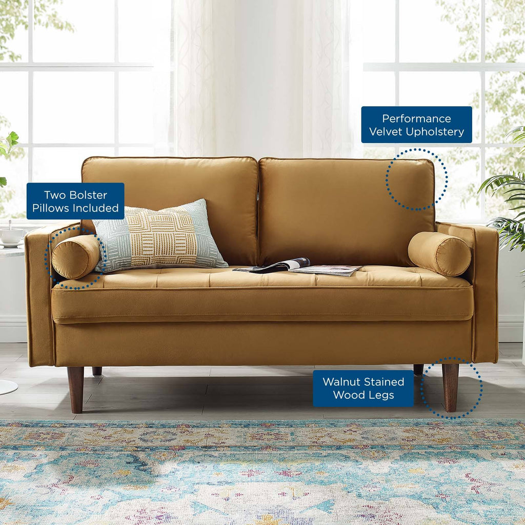 Navy Performance Velvet Loveseat D228993