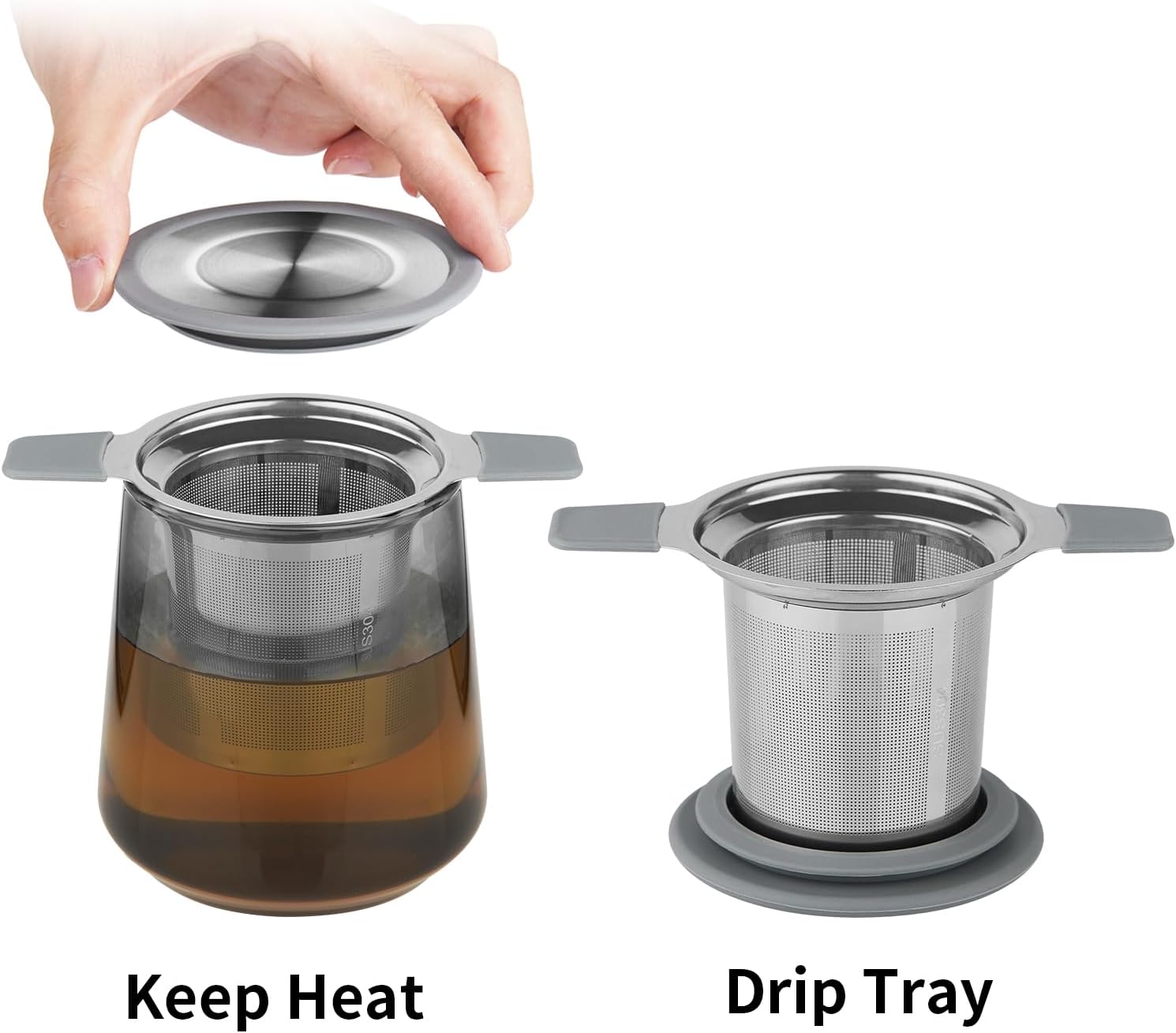 Stainless Steel Extra Fine Mesh Tea Infuser Strainer with Double Handles Y27274