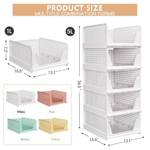 White Stackable Closet Storage Basket K2378