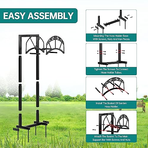 Black Freestanding Metal Hose Holder Holds 150-feet Hose H937