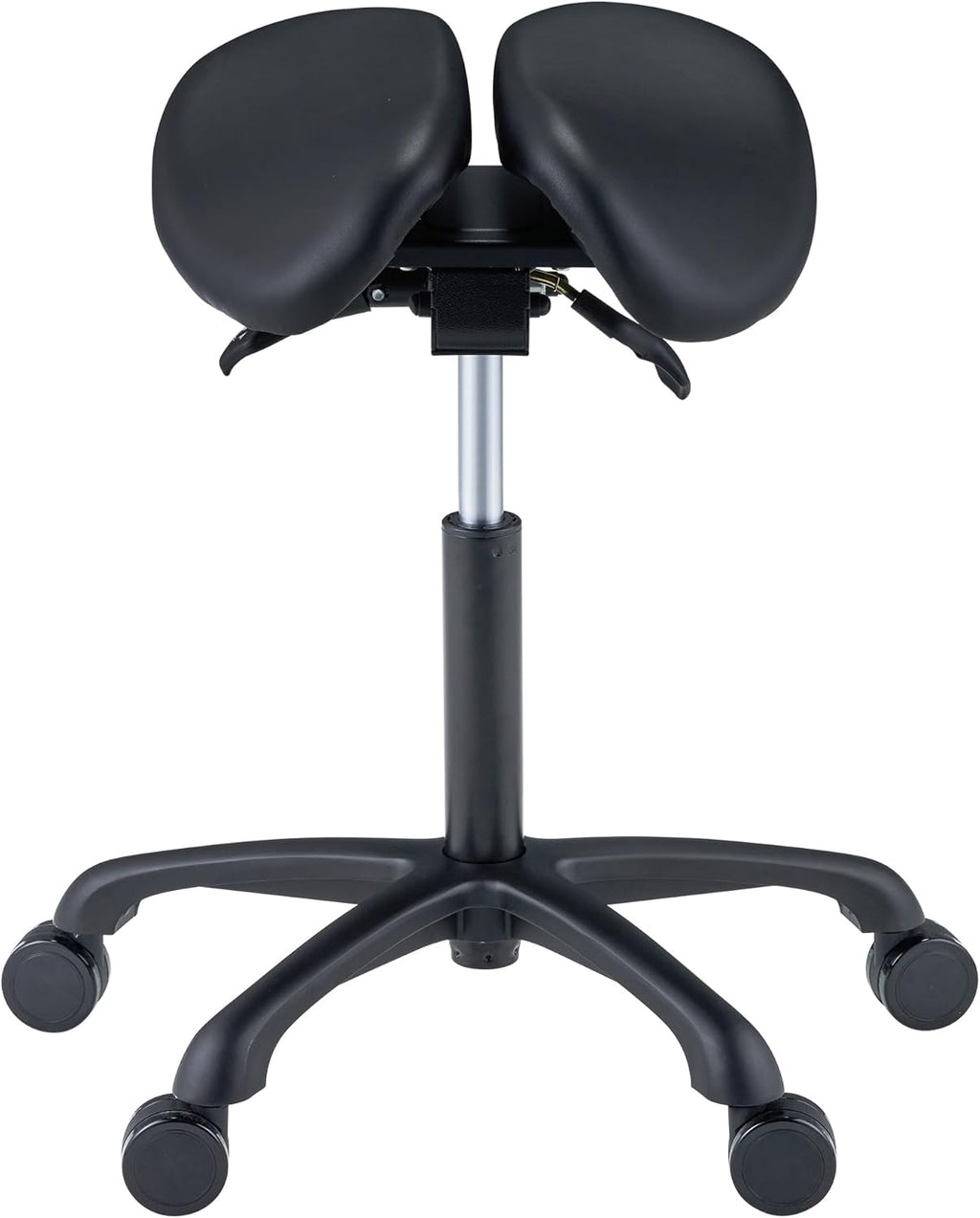 Black Ergonomic Saddle Stool with Aluminum Base L78073