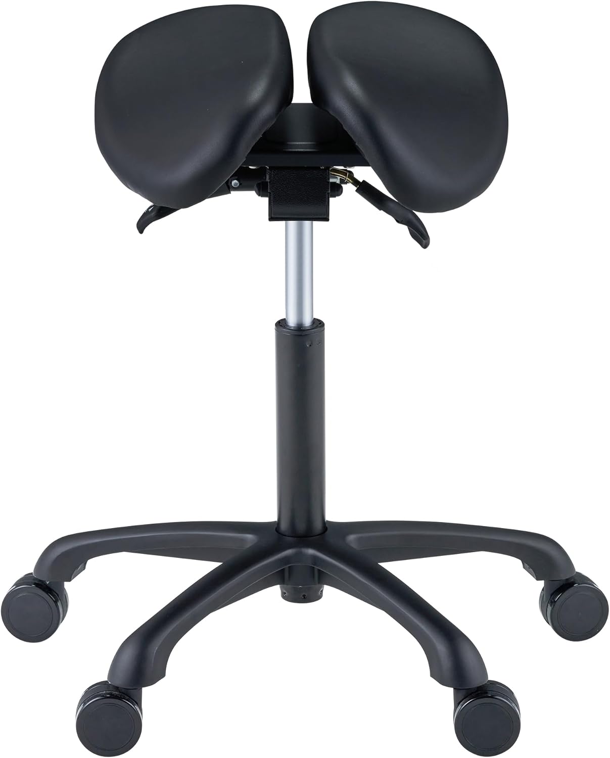 Black Ergonomic Saddle Stool with Aluminum Base L78073
