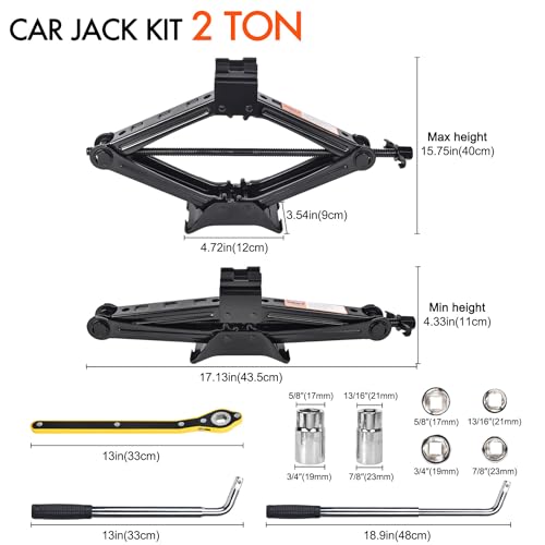 2 Ton Scissor Car Jack Kit with Lug Wrench I942471