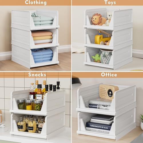 White Stackable Closet Storage Basket K2378