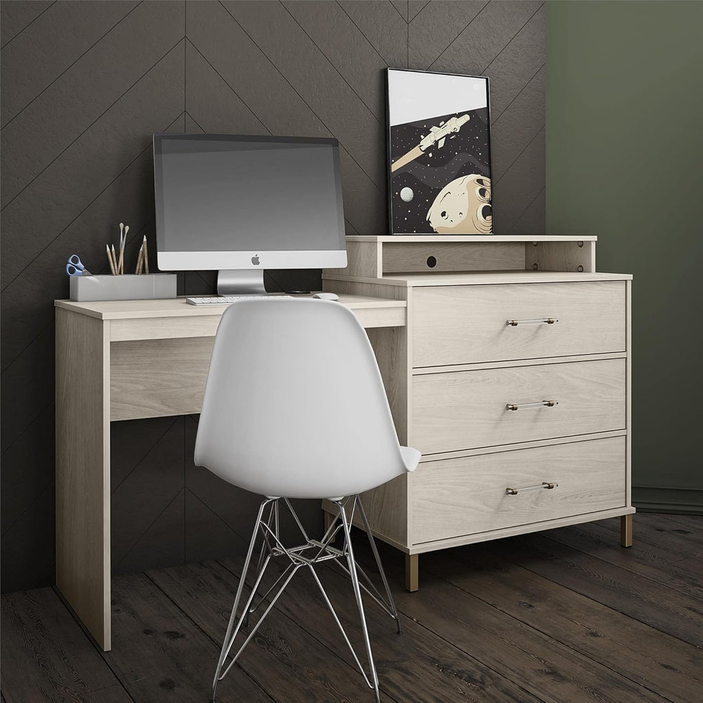 White Oak Dresser/Desk Combo with Wireless-charger D343