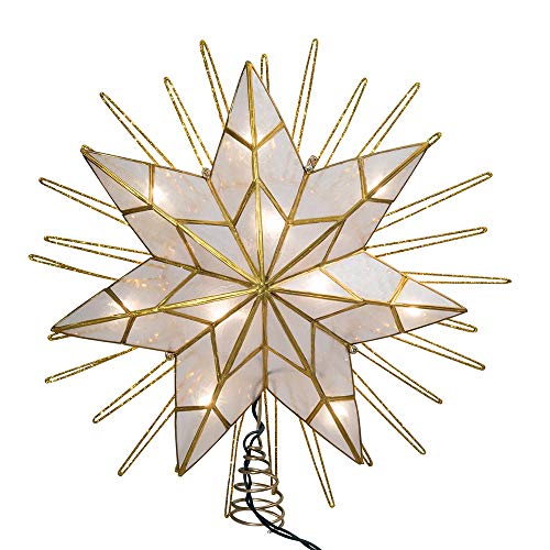 12" Gold Lighted Capiz Tree Topper Star Z7855