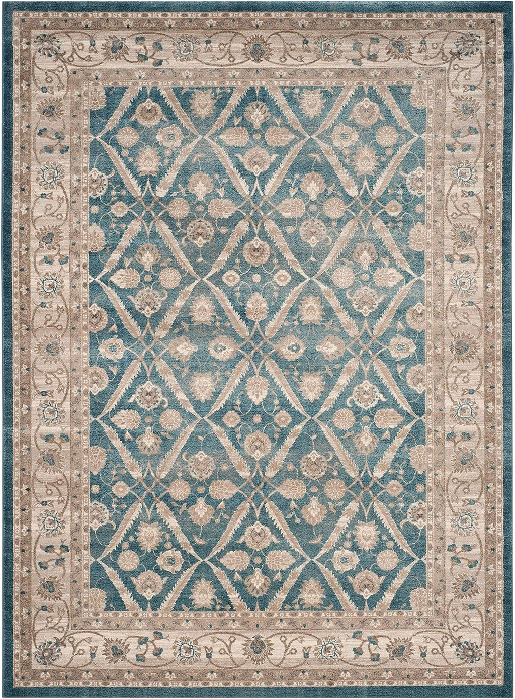 9' x 12' Blue & Beige Vintage Oriental Area Rug N818887