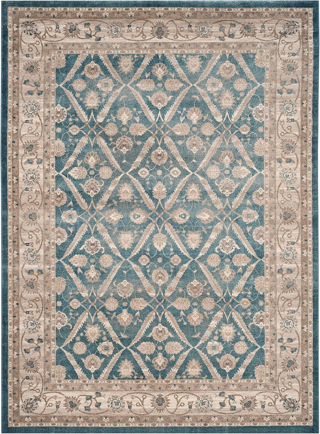 9' x 12' Blue & Beige Vintage Oriental Area Rug N818887