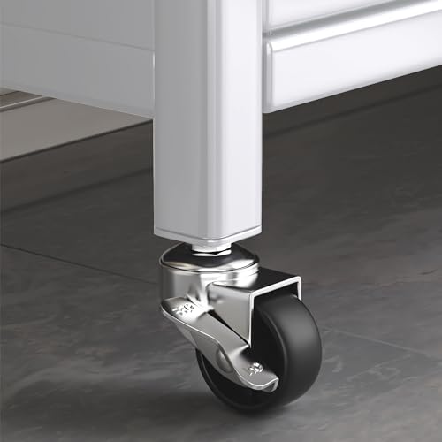 White Metal Microwave Cart with Storage and Doors X124765