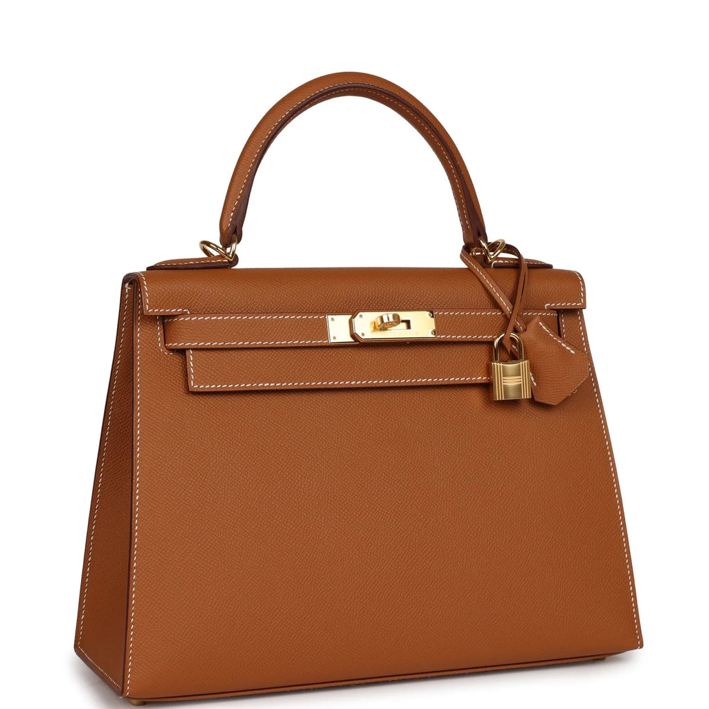 Gold Epsom Leather Kelly Sellier 28 E3230