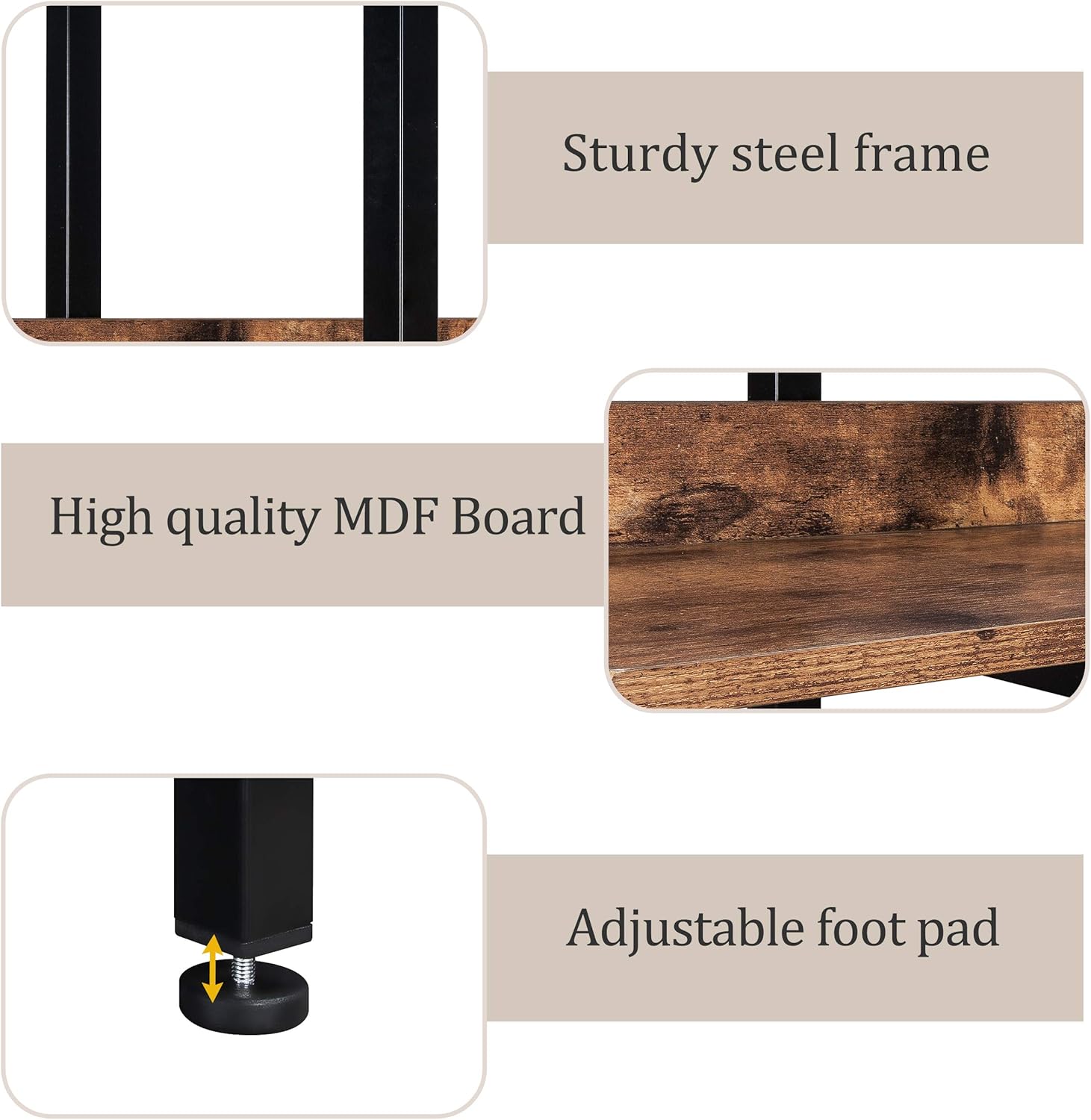 5 Tier Open Bookshelf with Metal Frame F9589