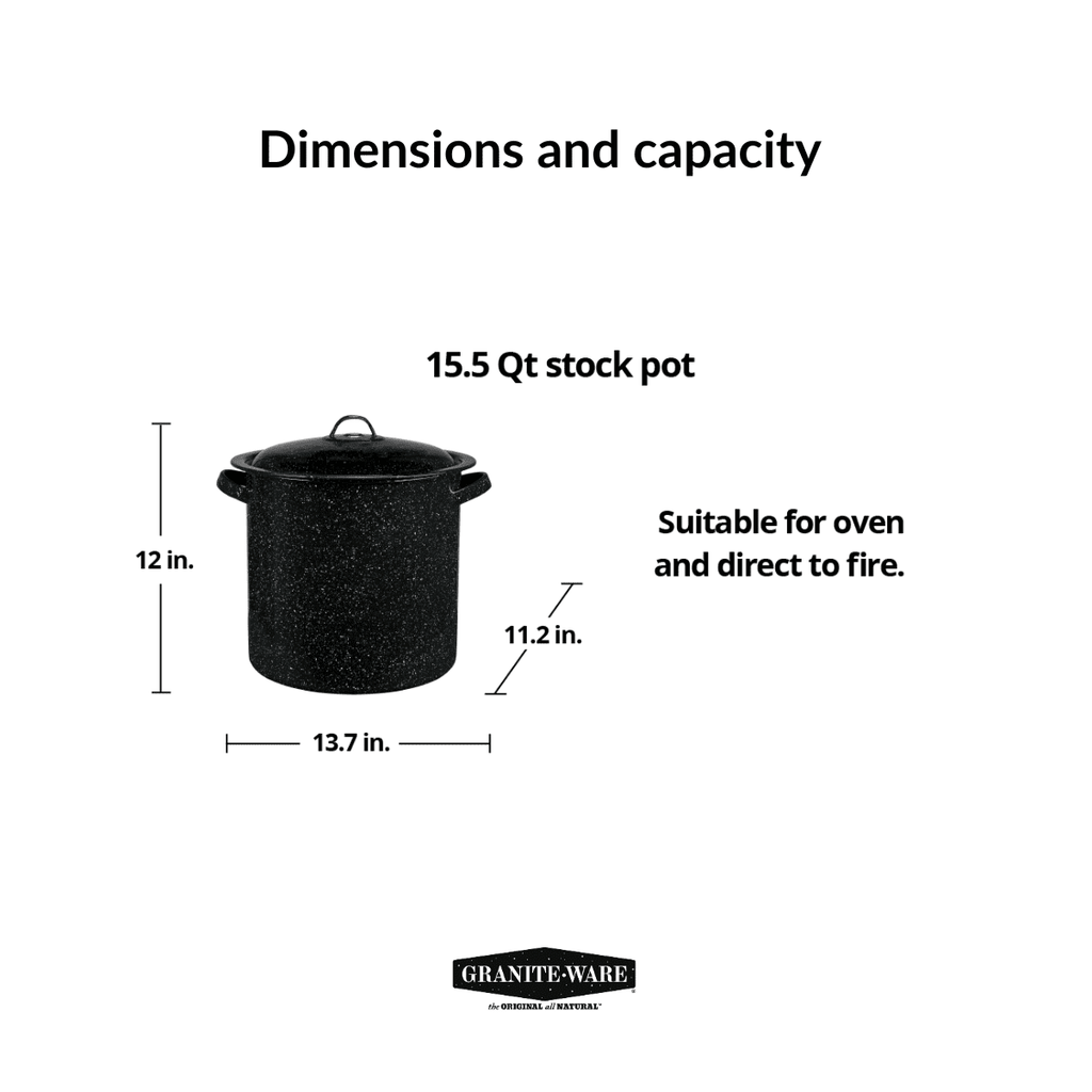 15.5 Qt Enamelware Stock Pot with Lid L54695