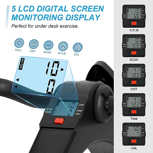 Folding Pedal Exerciser Under Desk Bike Pedal Exerciser with LCD Monitor R7117