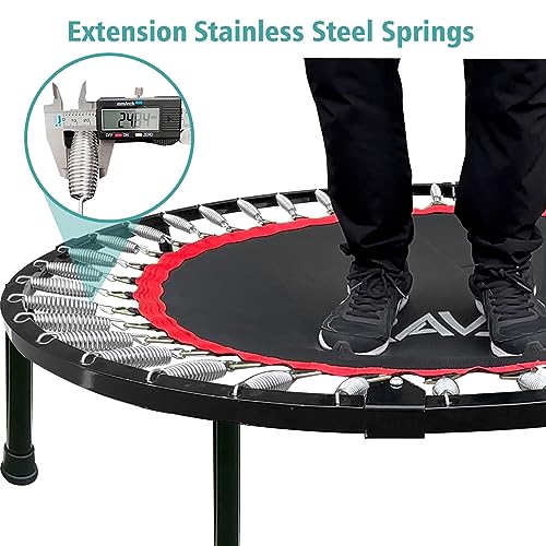 40"/48" Foldable Mini Trampoline with Adjustable Handle Resistance Bands X6886