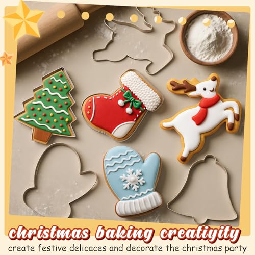 6 Pcs Large Stainless Steel Christmas Cookie Cutters Z631