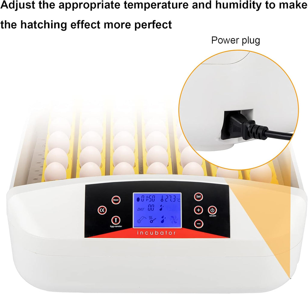 56-Egg Fully Automatic Poultry Incubator with Egg Candler White J5745