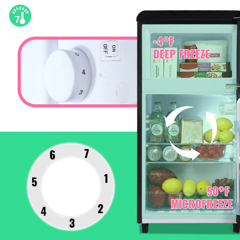 3.5 Cu. ft Mini Fridge Double Door Refrigerator Black R1622