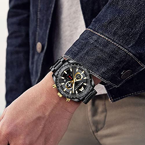Mens Analog Quartz Chronograph Military Watch 46mm Stainless Steel X991100
