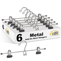 6 Pc Heavy Duty Metal Pants Hangers with Adjustable Clips Q3656