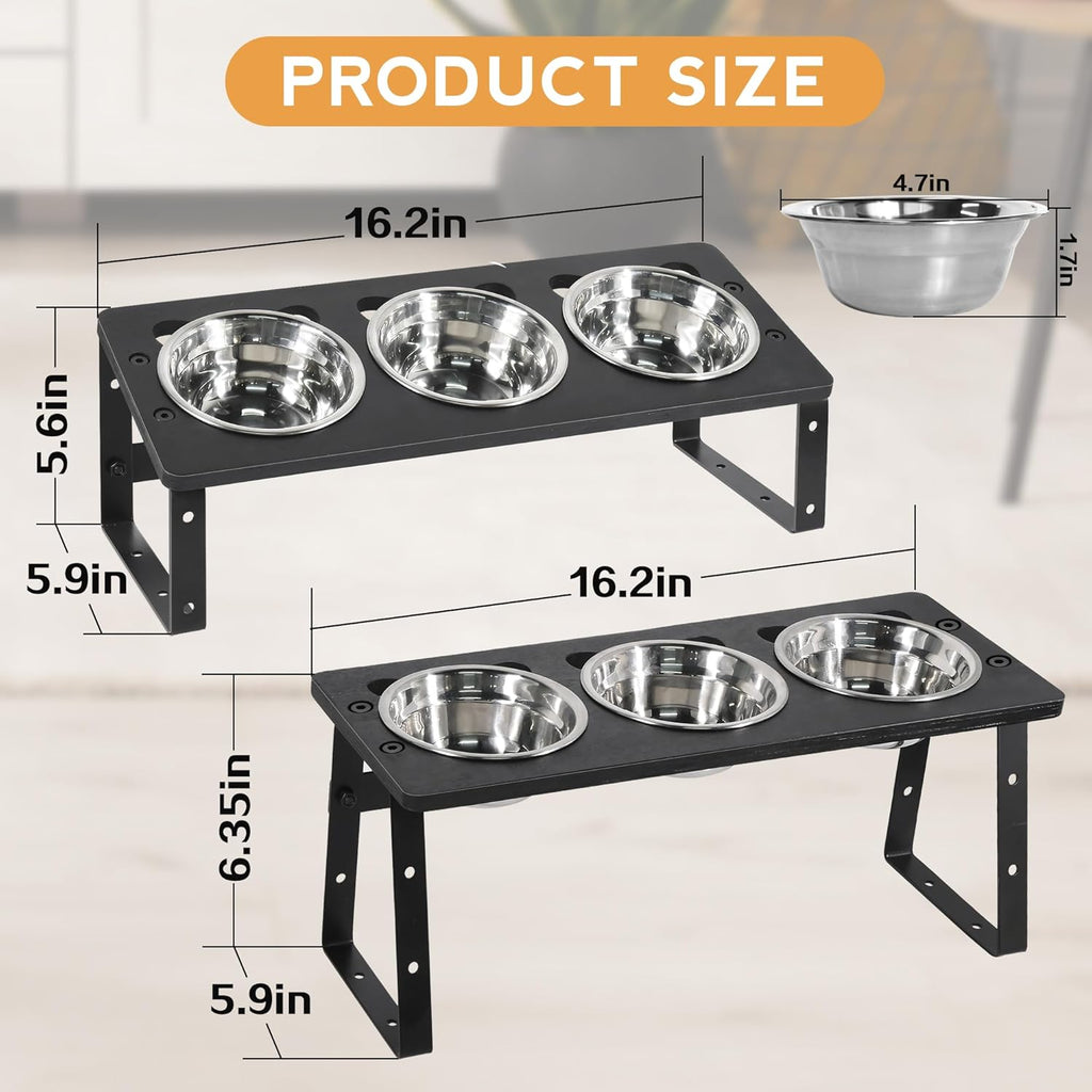 15° Tilted Raised Cat Bowls with Stainless Steel Feeder Bowls I39291