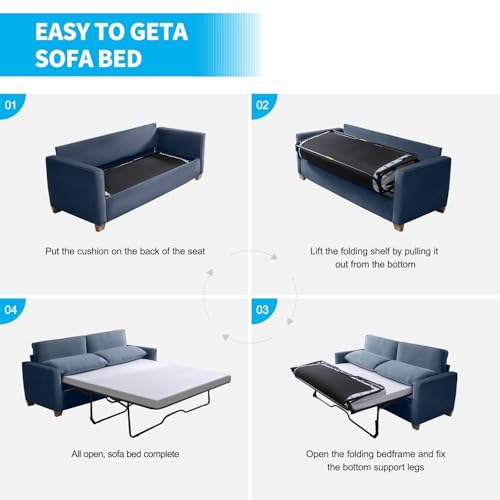 Queen Sleeper Sofa with Pullout Bed and Foam Mattress C296