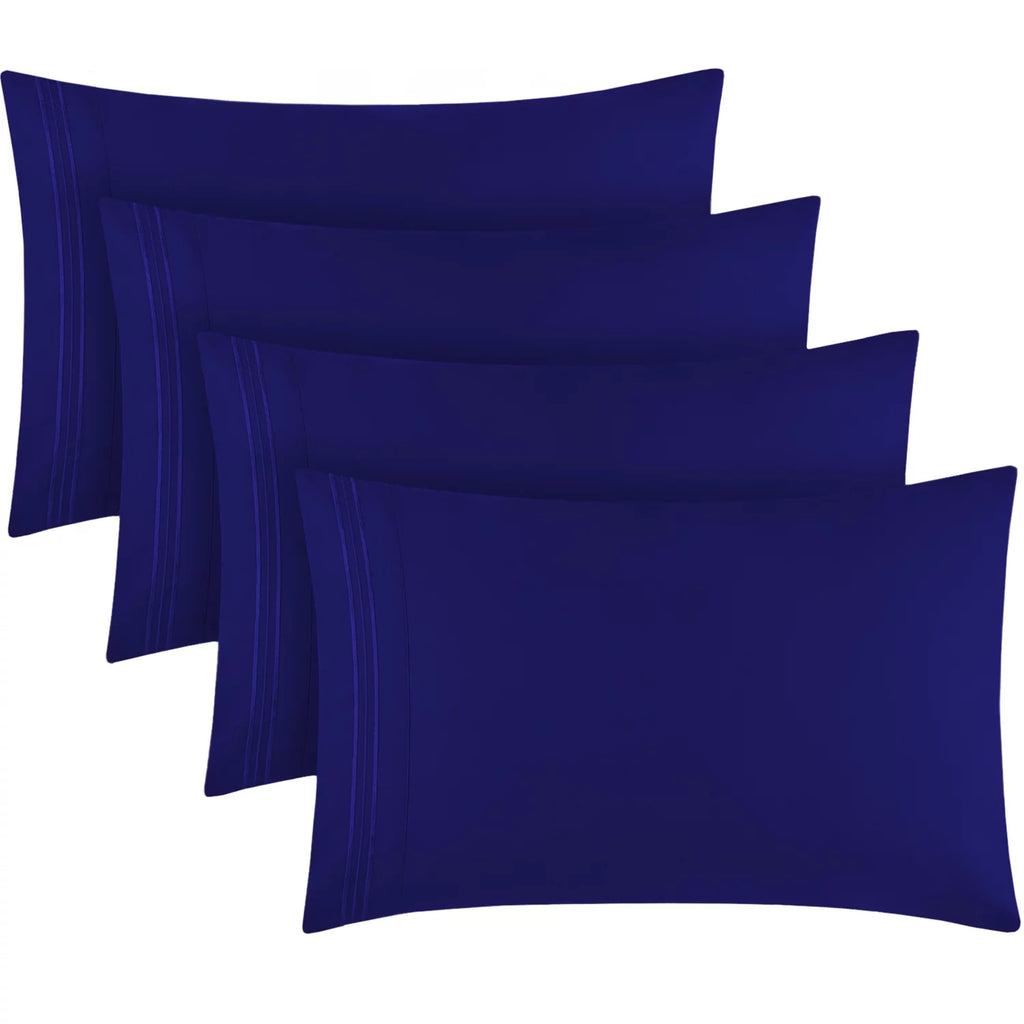 Standard Size Set of 4 Pillow Cases, Royal Blue E1988