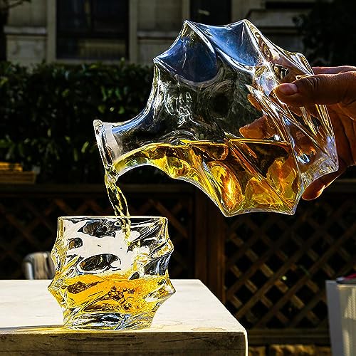 Crystal Whiskey Decanter 25oz with Glasses Set 10.8oz C4262