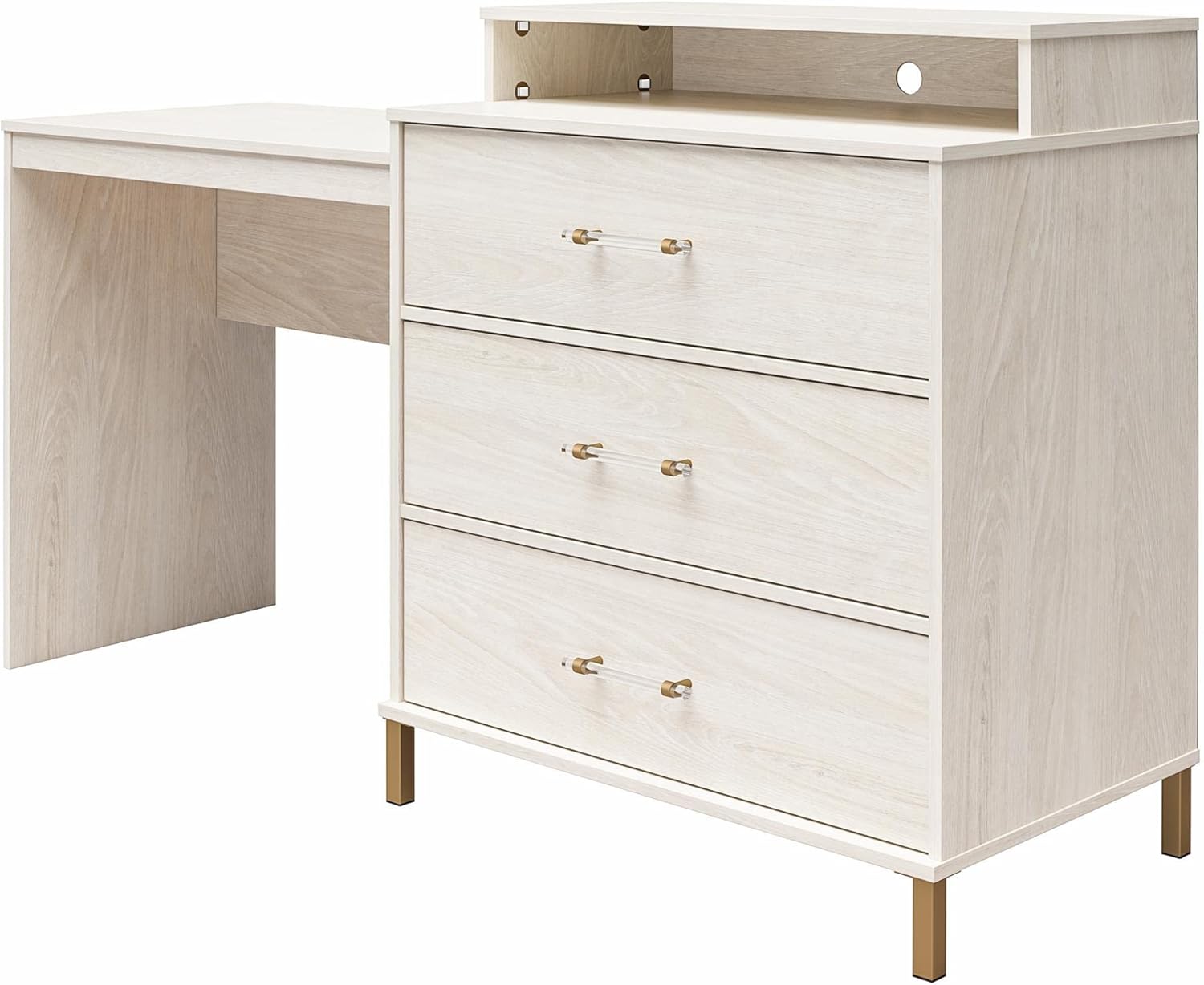 White Oak Dresser/Desk Combo with Wireless-charger D343