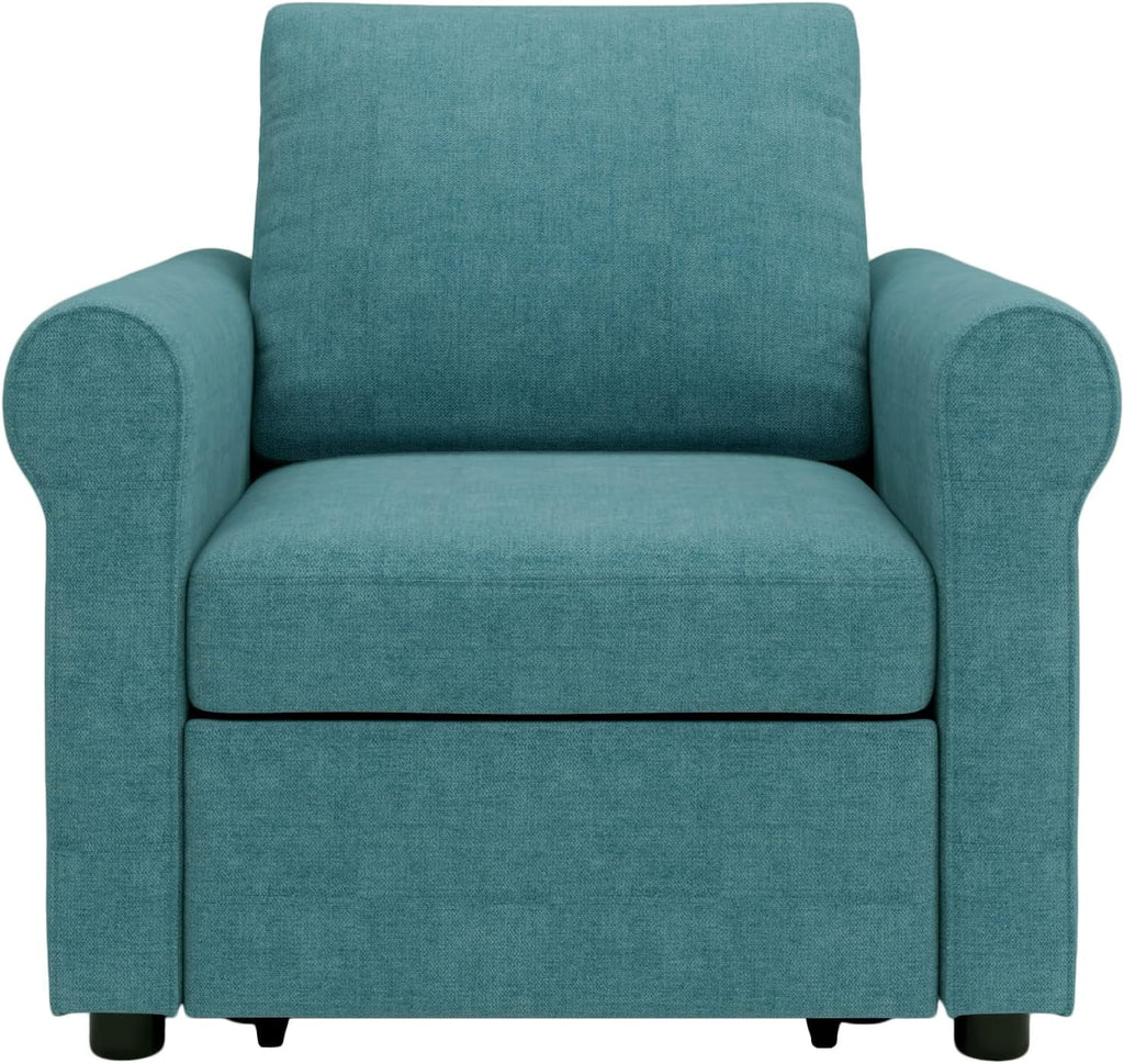 Teal Linen Convertible Sleeper Chair Bed S81631